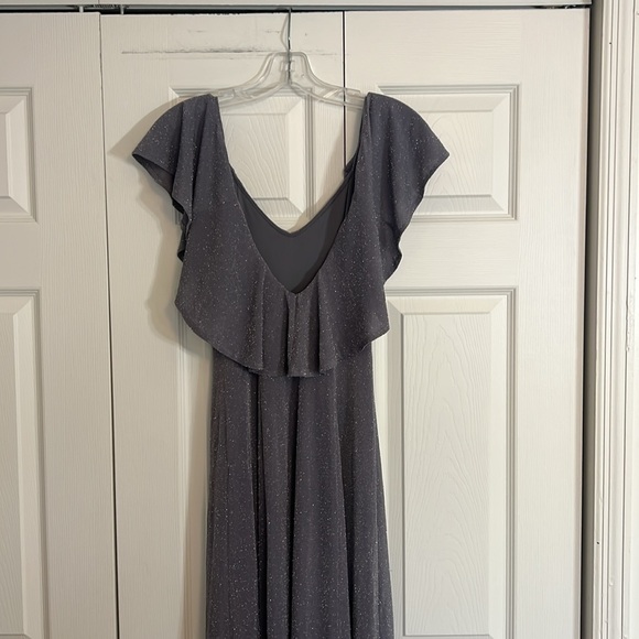 Show Me Your MuMu Women’s Size Small Floor Length Silver Sparkly Prom Gown - Picture 5 of 11